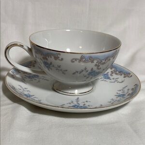 Imperial China Elegant Blue and White Teacup and Saucer Set
